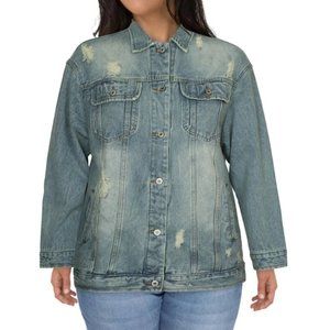 STEVE MADDEN Women's Plus Distressed Denim Blue Jean Jacket - 3XL - NWT